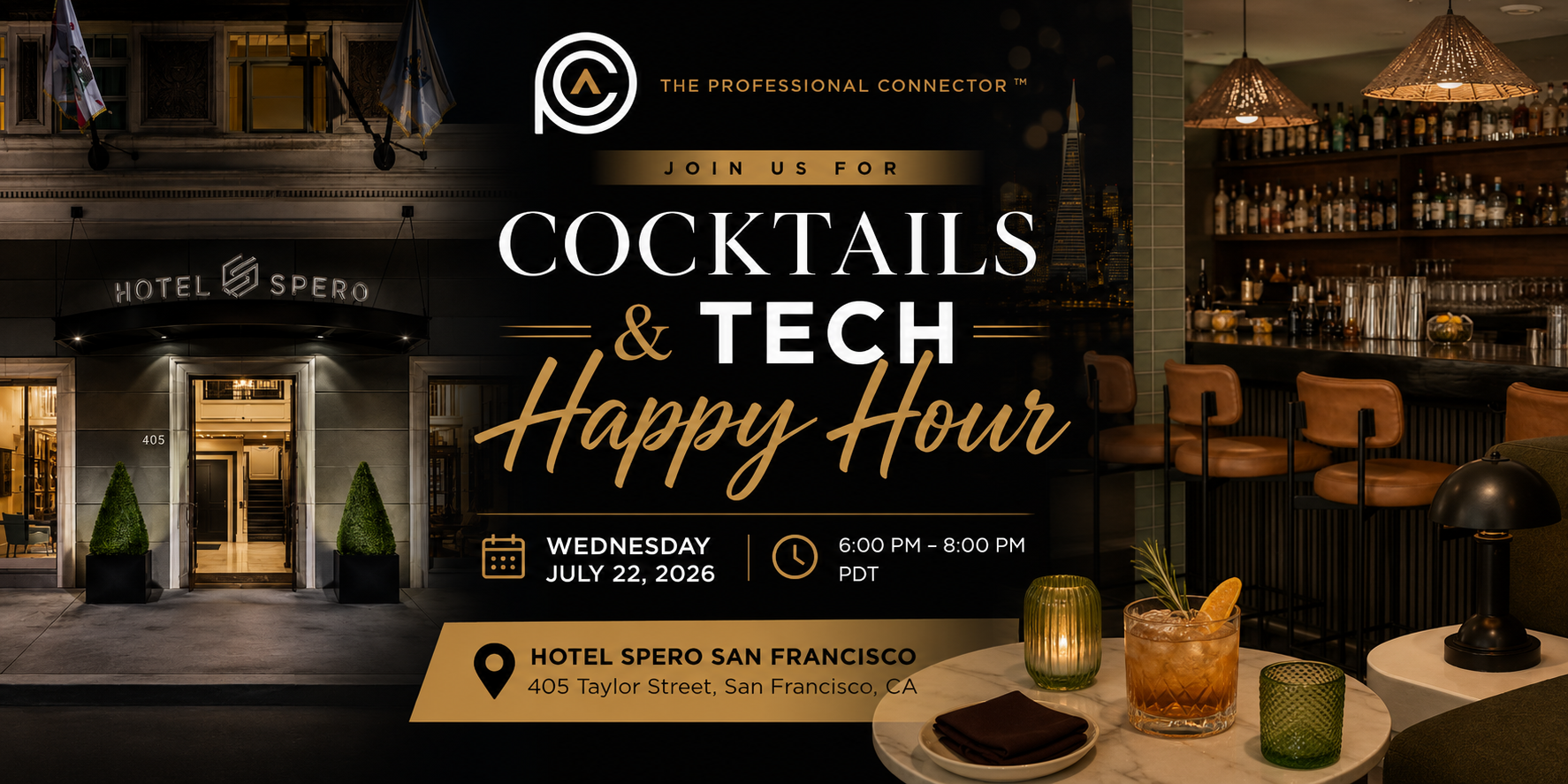 Cocktails and Tech Happy Hour at Hotel Spero Bar Esper SF | July 22, 2026