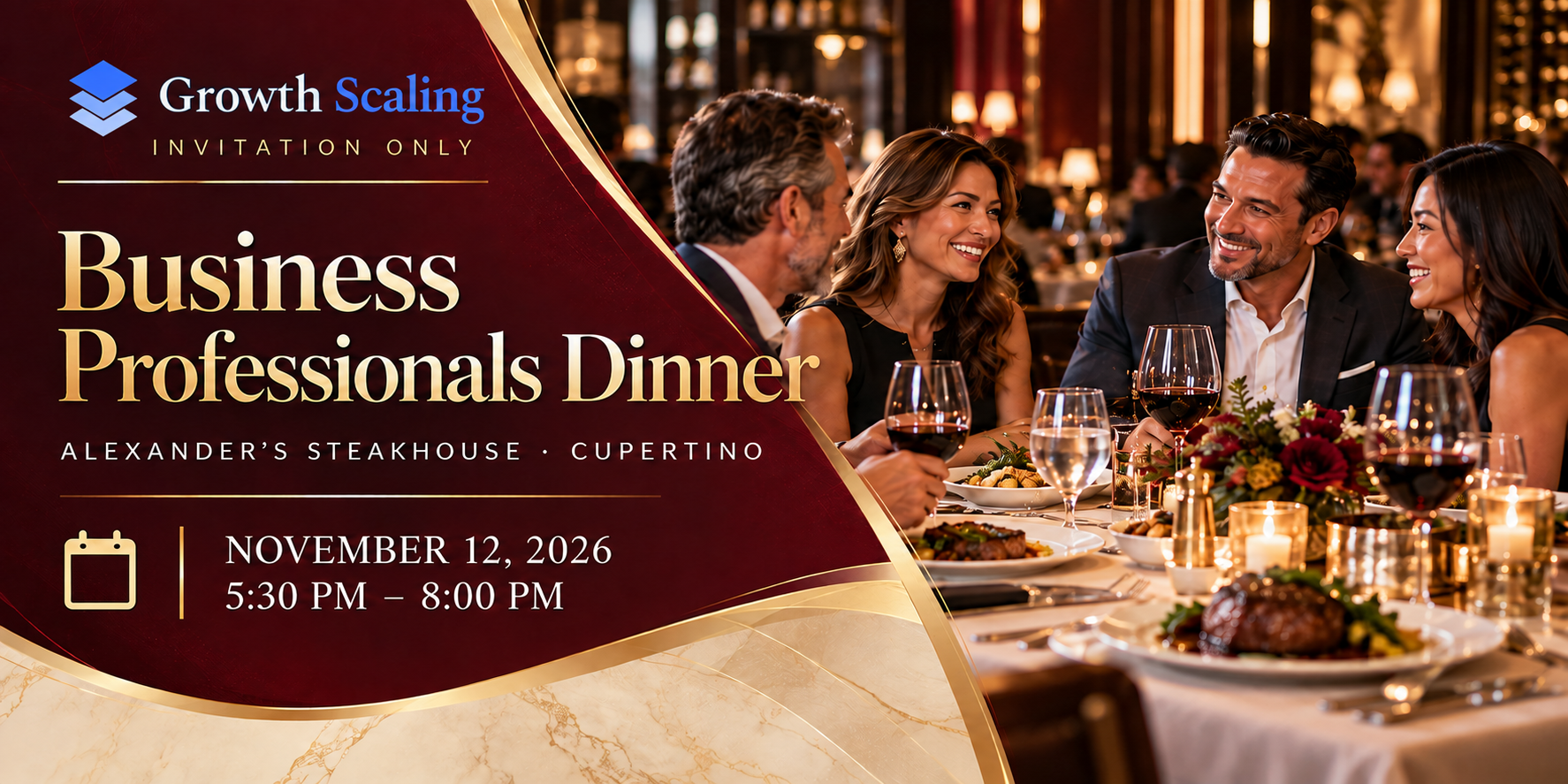 Business Professionals Dinner at Alexander’s Steakhouse Cupertino | November 12, 2026